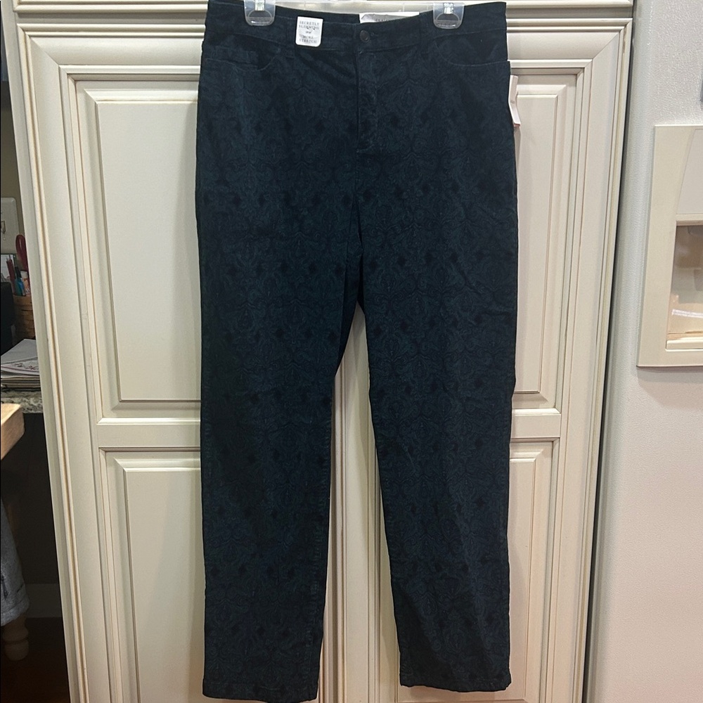 Women's Black Patterned Corduroy Pants